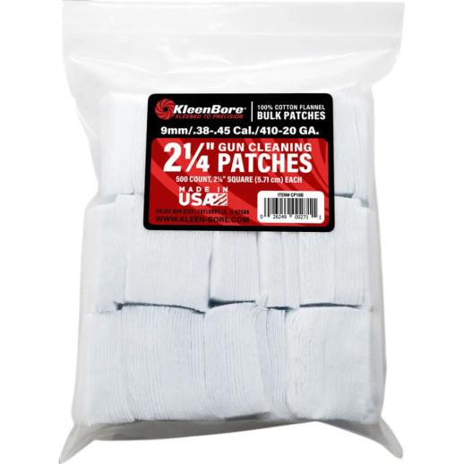 Патч для чищення KleenBore кал. 38-.45 (9 мм). Бавовна. 500 шт