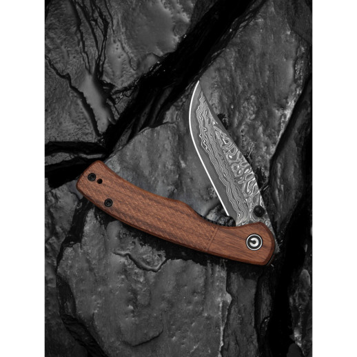 Ніж складаний кишеньковий Civivi Clingman (7.6 см) Damascus / Guibourtia Wood дерево
