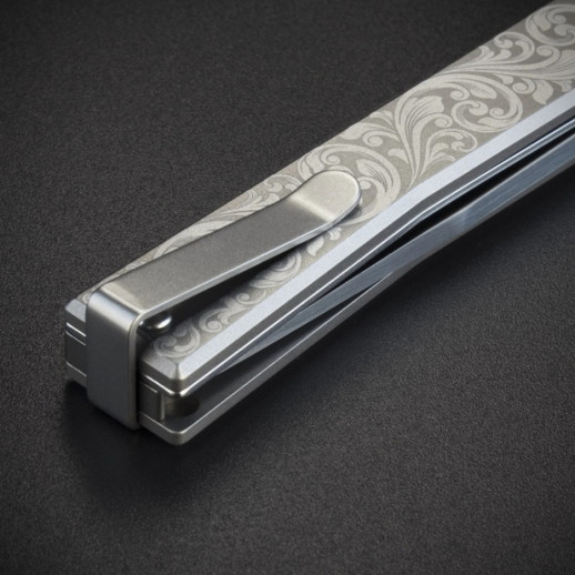 Ніж Ocaso Solstice, Engraved titanium, Scroll Pattern, Satin