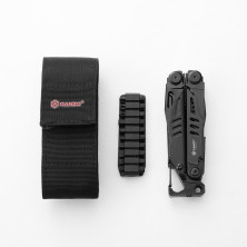 Мультитул Ganzo G305B, (18.2 см) 17 функцій, чорний + біти та чохол