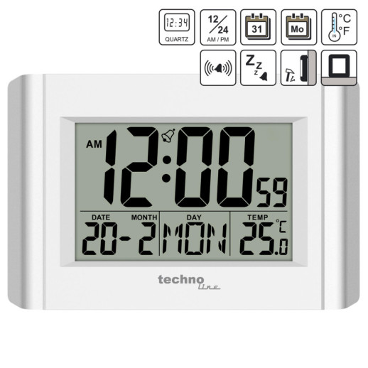 Годинник настільний Technoline WS8002 White (WS8002)