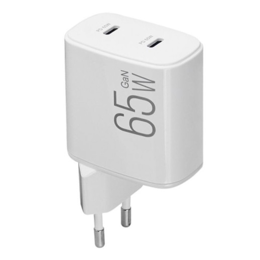 Мережевий зарядний пристрій Brevia ePowerGaN PD65W 2xUSB-C
