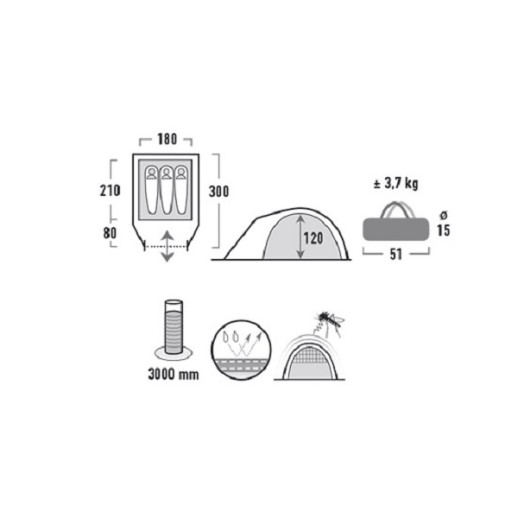 Намет High Peak Nevada 3 (Темно-Сірий /Червоний)