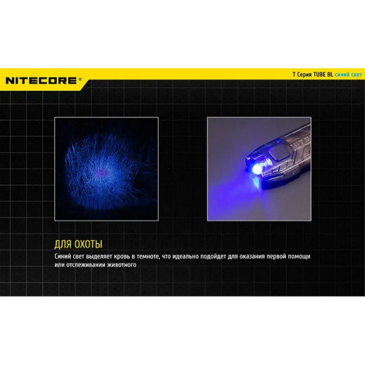 Ліхтар наключний Nitecore TUBE BL (Blue LED 500mW, 4 люмен, 1 режим, USB)
