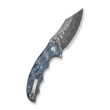 Ніж складаний туристичний Civivi Pentad (8.8 см) Damascus / Micarta синій/білий