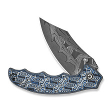 Ніж складаний туристичний Civivi Pentad (8.8 см) Damascus / Micarta синій/білий