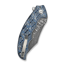 Ніж складаний туристичний Civivi Pentad (8.8 см) Damascus / Micarta синій/білий
