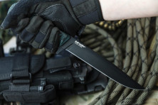 Ніж Kizlyar Supreme Intruder чорний, сталь D2 рукоять G10