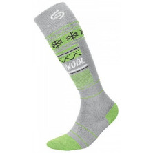 Термошкарпетки InMove Ski Deodorant Thermowool Світло-сірий з зеленим 41-43