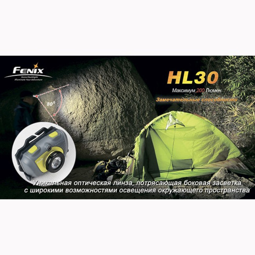 Налобний ліхтар Fenix HL30 Cree XP-G (R5), чорно-жовтий