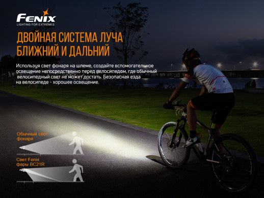 Велосипедний комплект фара Fenix BC21RV20 + шкарпетки Dexshell DS648GRY