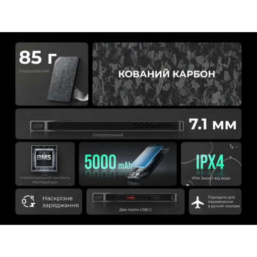 УМБ Flextail powerbank Zero Power 5000 mAh, 22,5W, 3A, Fast Charge