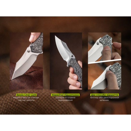 Ніж складаний туристичний Civivi Pentad (8.8 см) Nitro-V / Micarta чорний/білий