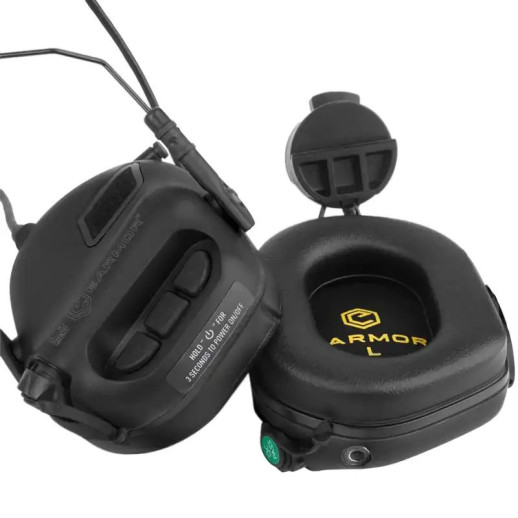 Активні навушники Earmor M31H, з тримачем ARC Rails на каску black