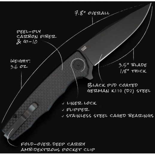 Ніж Ocaso Strategy, Carbon Fiber + G-10, Black