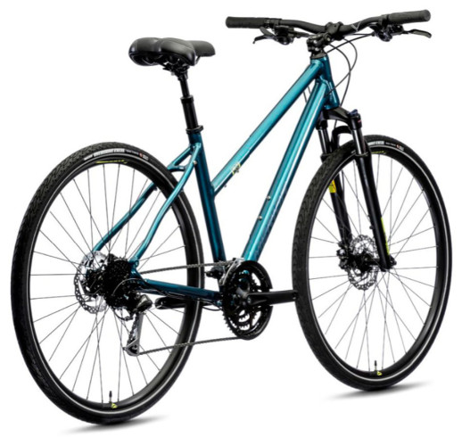 Велосипед Merida 2021 crossway 100 s (l) бірюзово-Блакитний(Сріблясто-синій /лаймовий)