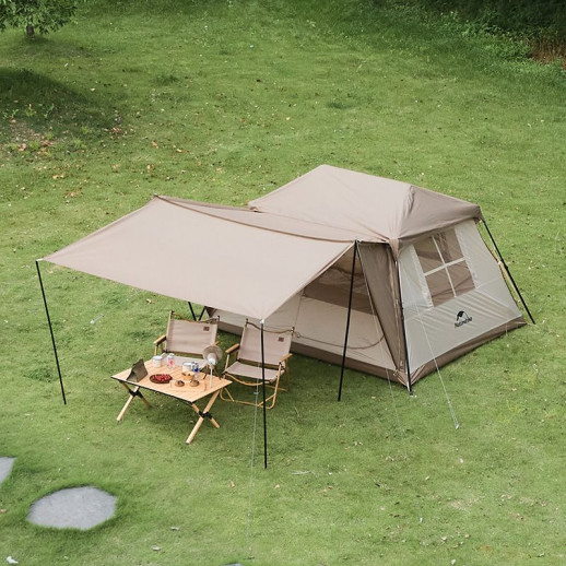 Намет з навісом Naturehike Village CNK2300ZP021, коричневий великий