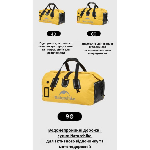 Водонепроникна дорожня сумка Naturehike CNK2450XB015, 40 л, жовта