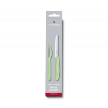 Кухонний набір Victorinox Ніж і Овочечистка Swiss Classic, Paring Knife set with peeler, 2 pieces, салатовий