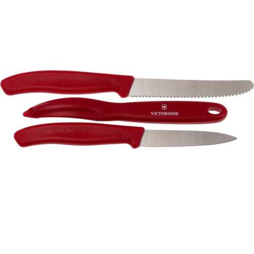 Набір кухонний Victorinox SwissClassic Paring Set 3шт з червоною ручкою (6.7111.31)