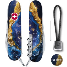 Складаний ніж Victorinox HUNTSMAN DESIGN Золотисто-блакитний кристал
