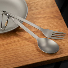 Ложка+вилка з прямою ручкою тип D+Е титанова TiTo Titanium сіра