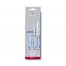 Кухонний набір з 3-х предметів Victorinox Swiss Classic Trend Colors Paring Knife Set with Tomato and Kiwi Peeler (6.7116.33L22), блакитний