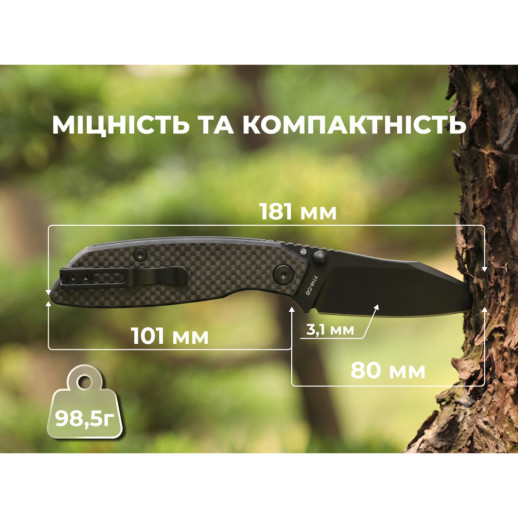 Ніж складаний туристичний Ruike P746-CB2, (8 см) 14C28N / G10 чорний