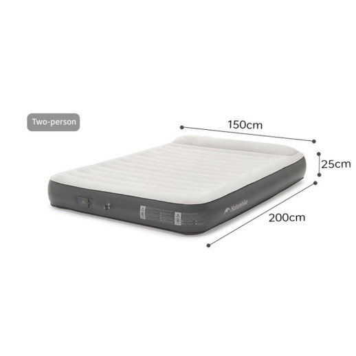 Самонадувний матрац, двомісний, із вбудованою помпою Naturehike CNK2450WS040, 250 мм, сірий