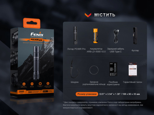 Ліхтар тактичний Fenix PD36R Pro RED (без акумулятора і зарядного кабелю)