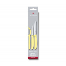 Кухонний набір з 3-ох предметів Victorinox Swiss Classic, Paring Knife set with peeler, 3 pieces, лимонний