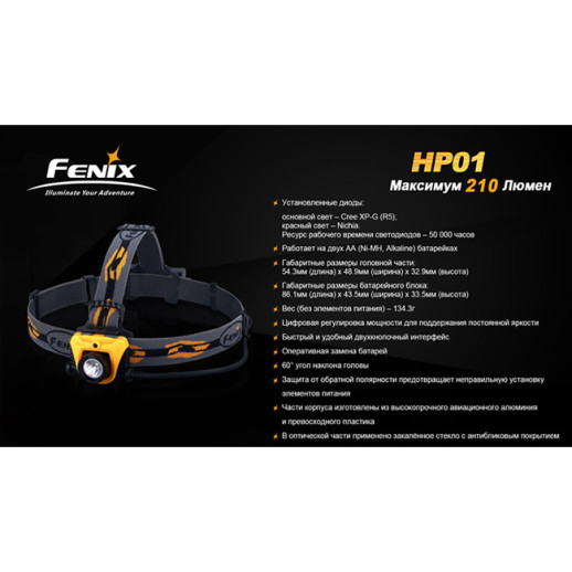 Налобний ліхтар Fenix HP01 XP-G (R5), зелений