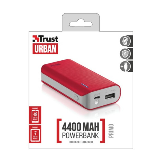 Портативна батарея Trust Primo 4400 mAh (червона)