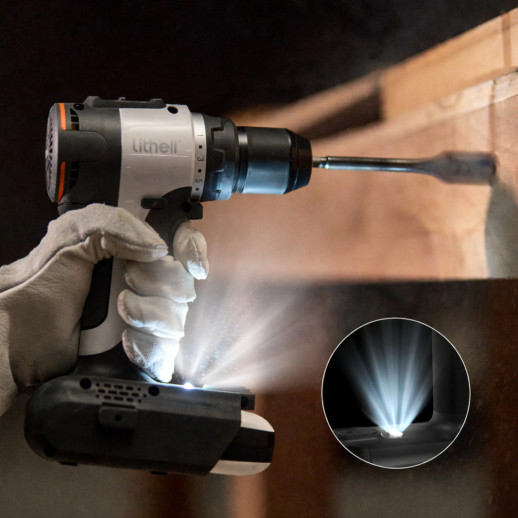 Акумуляторний ударний шурупокрут Litheli безщітковий, живлення від павербанку (УМБ Litheli Power Bank 20000 mAh, 45 W, 2А в комплекті)