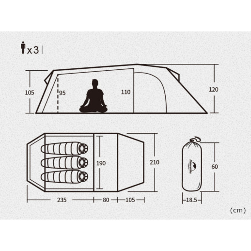 Намет тримісний Naturehike Opalus, UL, NH17L001-L, світло-зелений