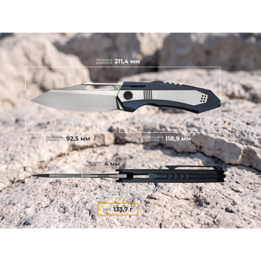 Ніж складаний туристичний Weknife Bogey (9.3 см) Bohler M390 / Titanium синій