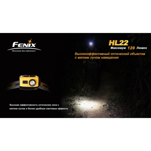 Налобний ліхтар Fenix HL22 XP-E (R4), жовтий