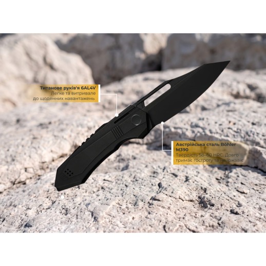 Ніж складаний туристичний Weknife Bogey (9.3 см) Bohler M390 / Titanium чорний