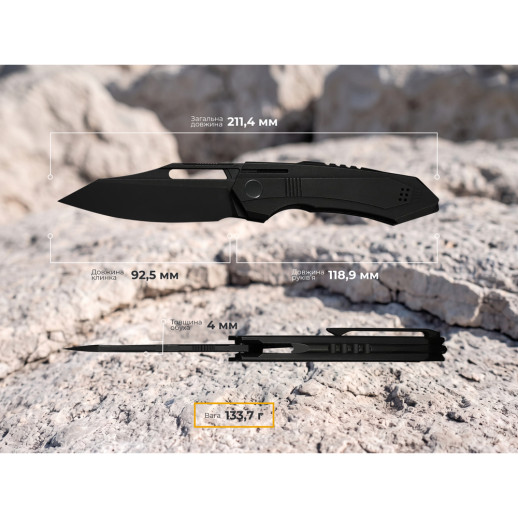 Ніж складаний туристичний Weknife Bogey (9.3 см) Bohler M390 / Titanium чорний