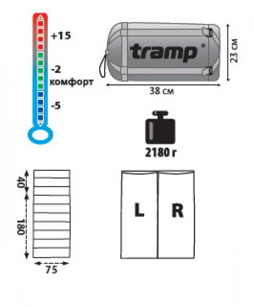 Спальний мішок Tramp NightLife, TRS-011.06, лівий