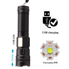 Ліхтар Police BL-5626/6526-GT100+COB (white+red), power bank, 1x18650, zoom, ЗП Type-C, Box