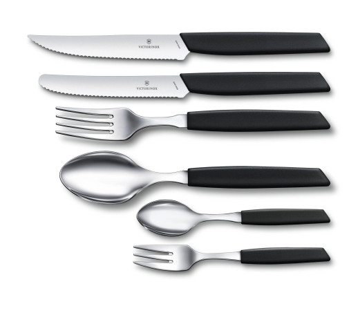 Кухонний ніж Victorinox Swiss Modern, Tomato and Table Knife, Wavy Edge, 11 cm, чорний