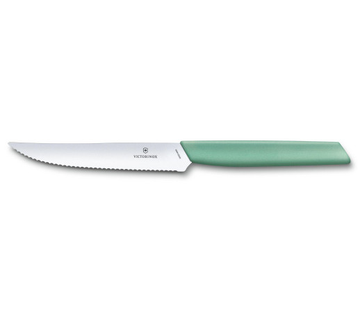Кухонний ніж Victorinox для стейка з хвилястою кромкою Swiss Modern, Steak Knife, Wavy Edge, 12 cm, м'ятний