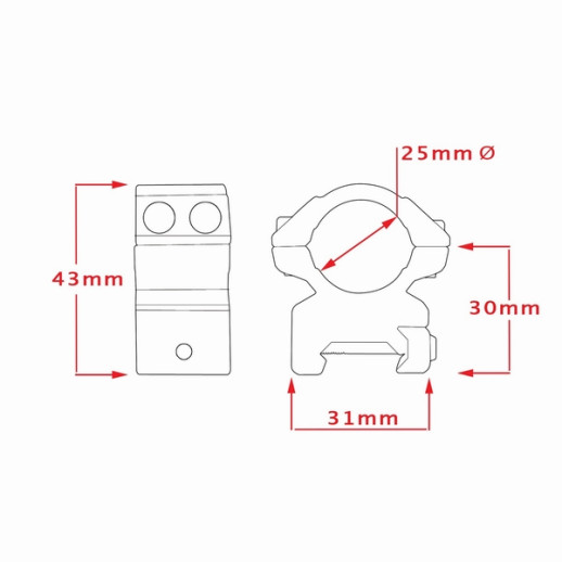 Кільця Hawke Matchmount 1" /Weaver /Med