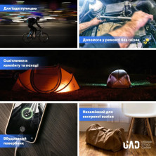 Ліхтар UAD акумуляторний 25 см світлодіодний повербанк водонепроникний з магнітом, 5200 мАч