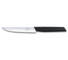 Кухонний ніж Victorinox для стейка з хвилястою кромкою Swiss Modern, Steak Knife, Wavy Edge, 12 cm, чорний