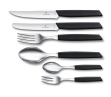 Кухонний ніж Victorinox для стейка з хвилястою кромкою Swiss Modern, Steak Knife, Wavy Edge, 12 cm, чорний