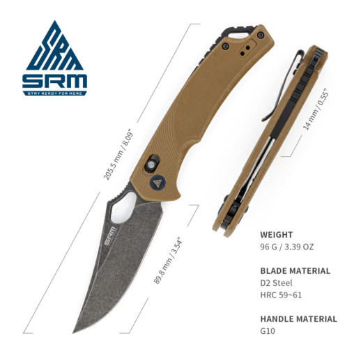 Ніж складаний SRM Retriever 9202-GW, коричневий