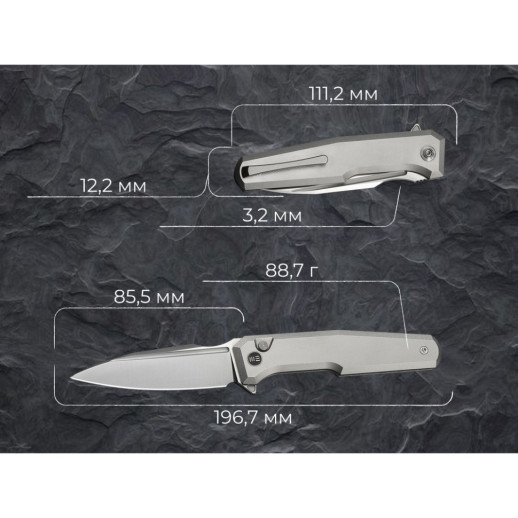 Ніж складаний туристичний Weknife Dressytak (8.6 см) Bohler M390 / Titanium сірий