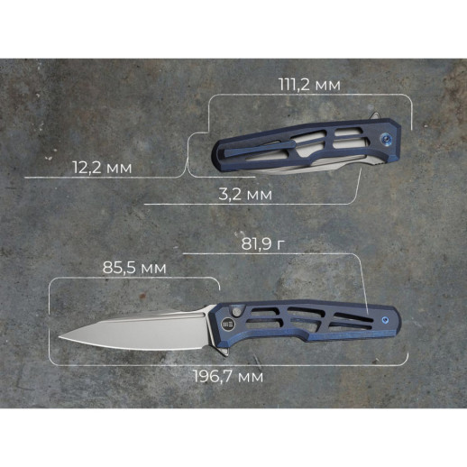 Ніж складаний туристичний Weknife Dressytak (8.6 см) Bohler M390 / Titanium синій